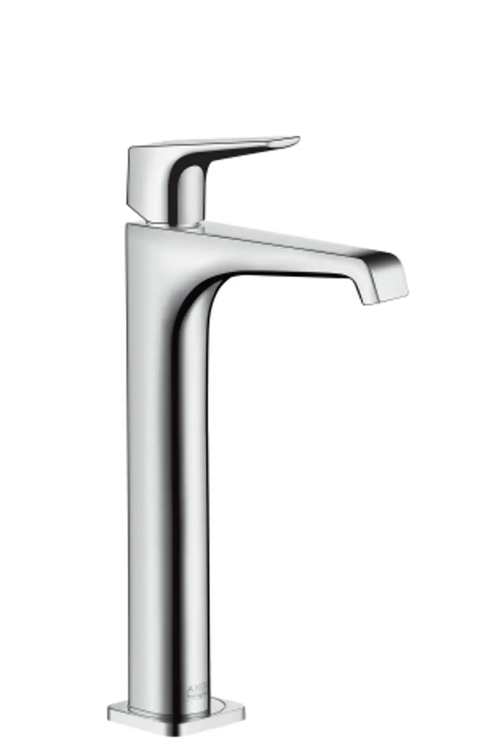Waschtischmischer von AXOR mit vertikalem Design und Hebelgriff. Chrom-Oberfläche, geeignet für Aufsatzwaschtische.